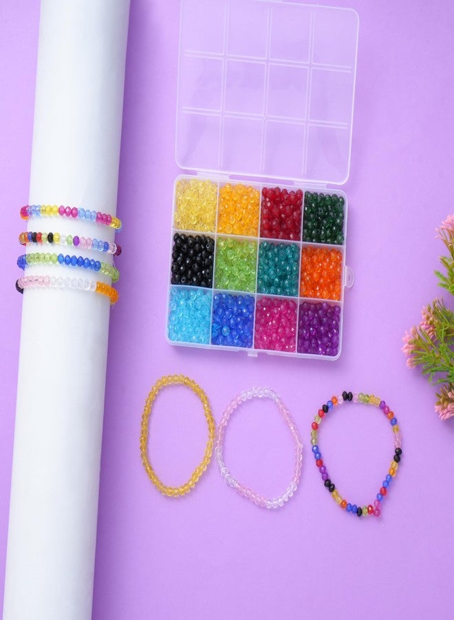 Ambitieux DIY Bracelet Making Kit for Girls - 12 Types Colorful Beads with Charms, Elastic Thread, Earrings, Clasps & Rings - Jewellery Craft Kit for Kids, Birthday Return Gift, Rakhi Special Set for 2 3 4 5 6 7 8 9 10 years (6mm Crystal) - Image 2